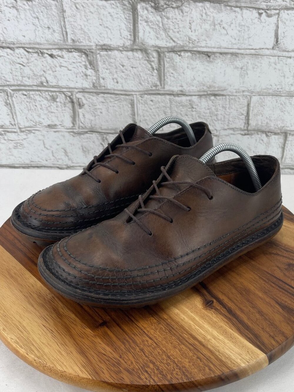 Vintage Trippen Mens 8.5/42 Brown Leather Lace Up Derby Shoes